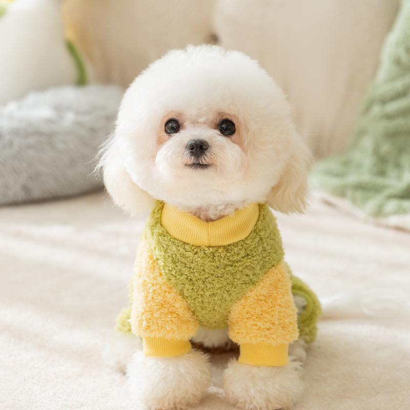 Dog Quad Funny Sausage Mouth Warm Small Bigbear Teddy Flannel Traction Pet Clothing