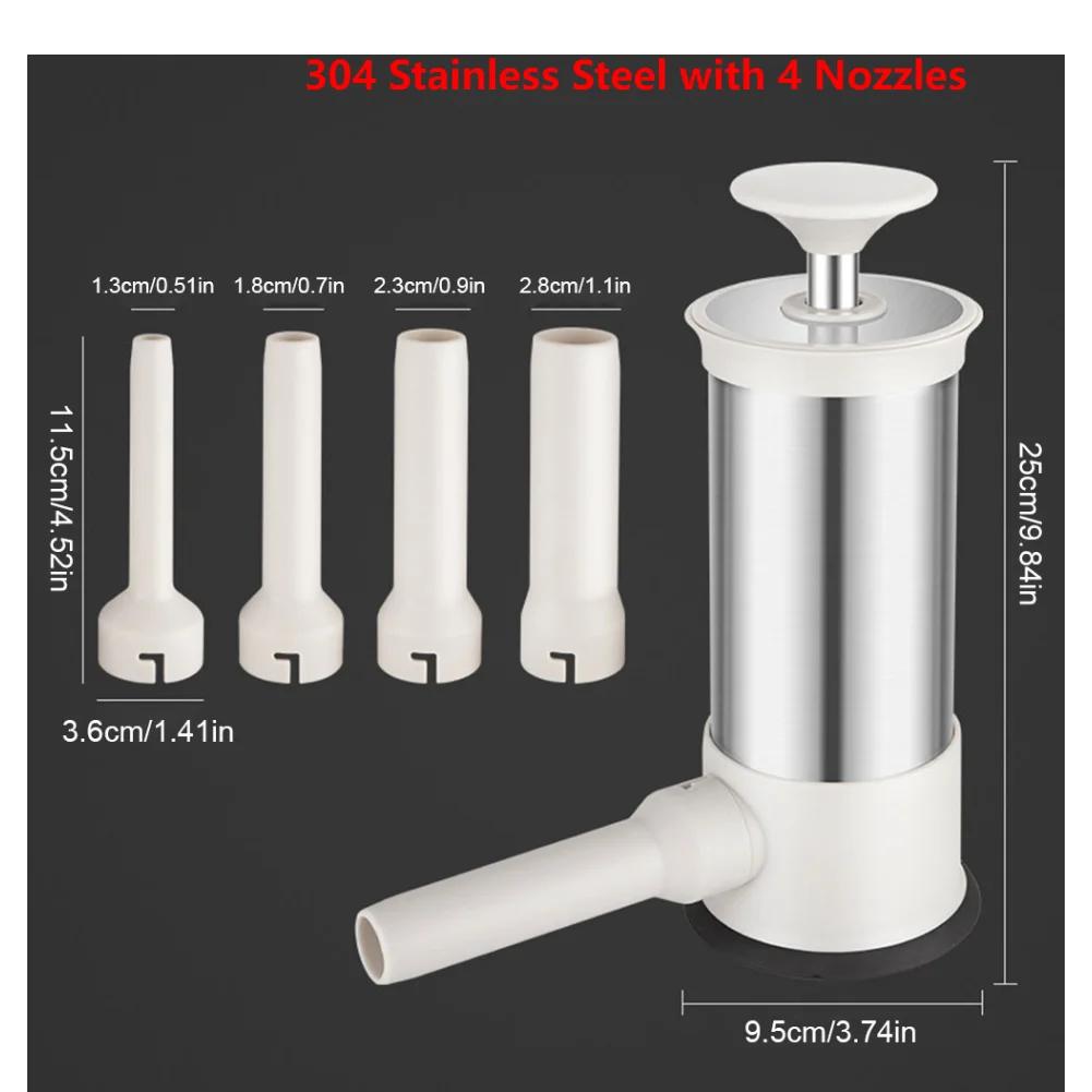 5pcs/Set Homemade Sausage Stuffer Manual Meat Syringe with 5Nozzles Sausage Machine Sausage Filler Meat Injector Meat Maker Tool