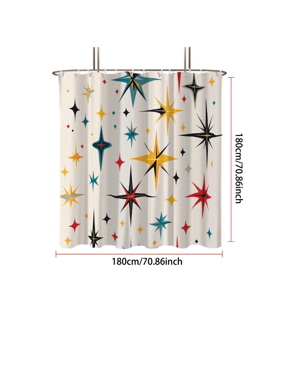 

1 шт. Цветная шторка для душа с перфорированным водонепроницаемым принтом звезд, конфиденциальность душа, несколько размеров, подвесная шторка, 12 крючков, простая установка 120*180cm