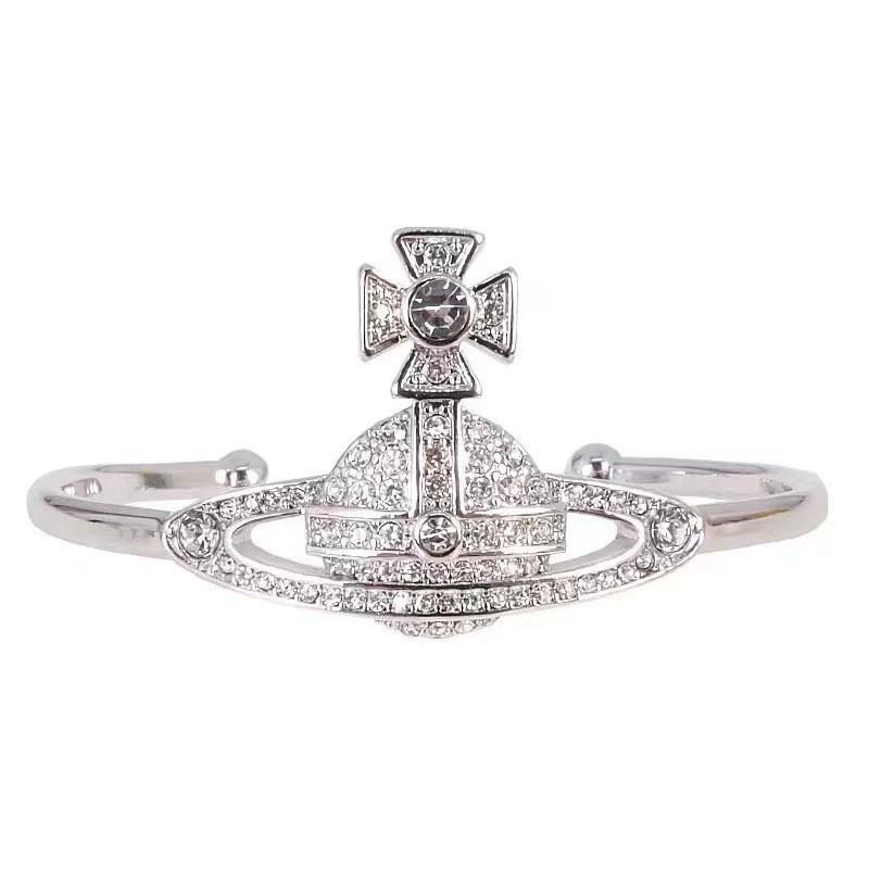 Westwood Saturn Diamond Classic Open Bangle Adjustable Versatile Jewelry for Women