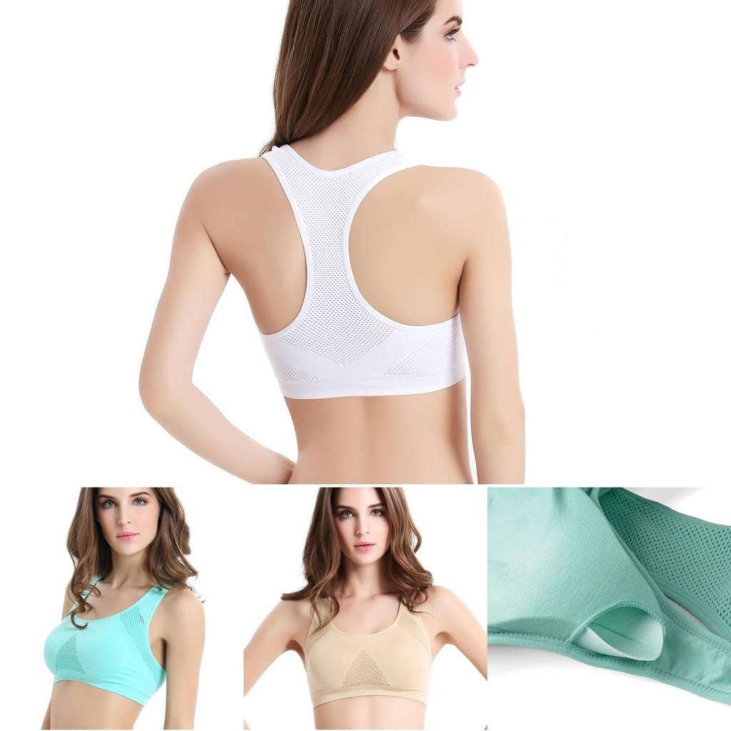 Women Breathable Padded Sports Bra With Hollow Out Design And Pure Color