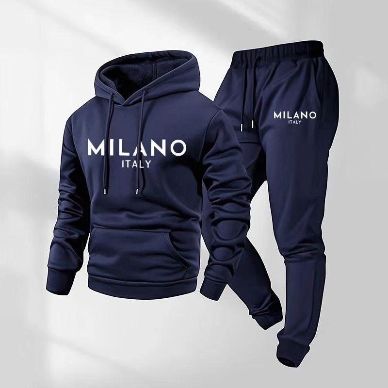 Herren Übergröße Lässiges Sportswear Set Kapuzenpullover Langarm Oberteil Lang Hosen Herbst Übergröße Amerikanischer Stil