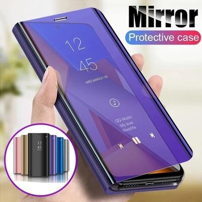 Clear View Ayna Deri Telefon Kılıfı Xiaomi Redmi Için Not 11 10 9 Pro 11S 10S 9S 10C 9A Mi 12 Poco X4 X3 NFC M4 M3 Pro 4G 5G Flip Standı Kapak