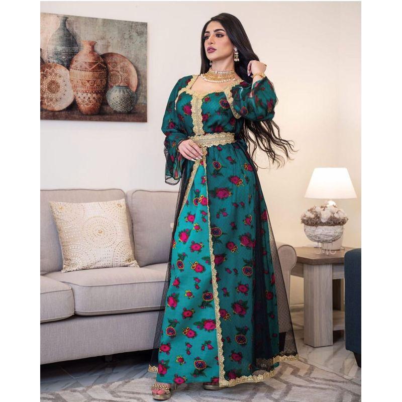 Middle East Ethnic Print Dubai Gauze Dress