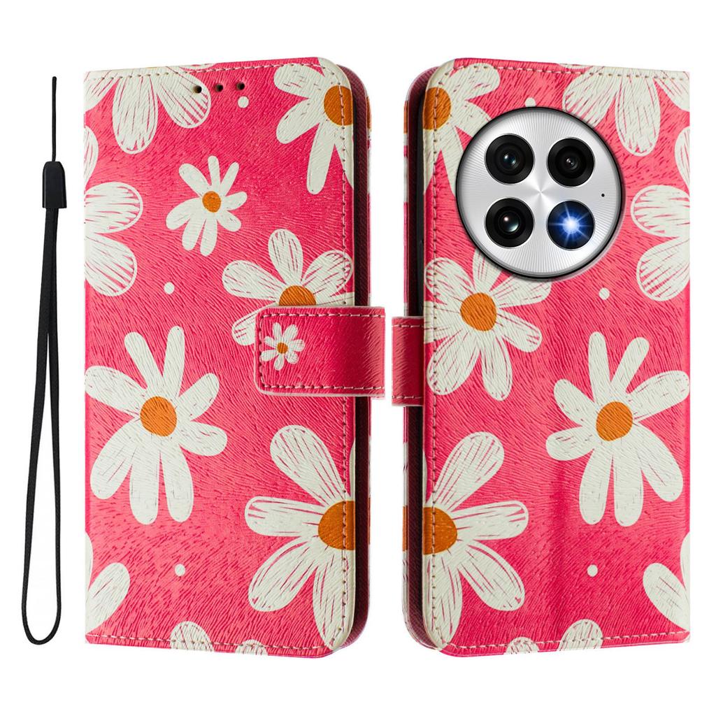 Pink Daisy Luxury Painted Leather Case Wallet PU Leather Book Style Cover for Oneplus 9R,8T,Nord CE2 5G,Nord 2T,Nord N300,Oneplus 11 12...