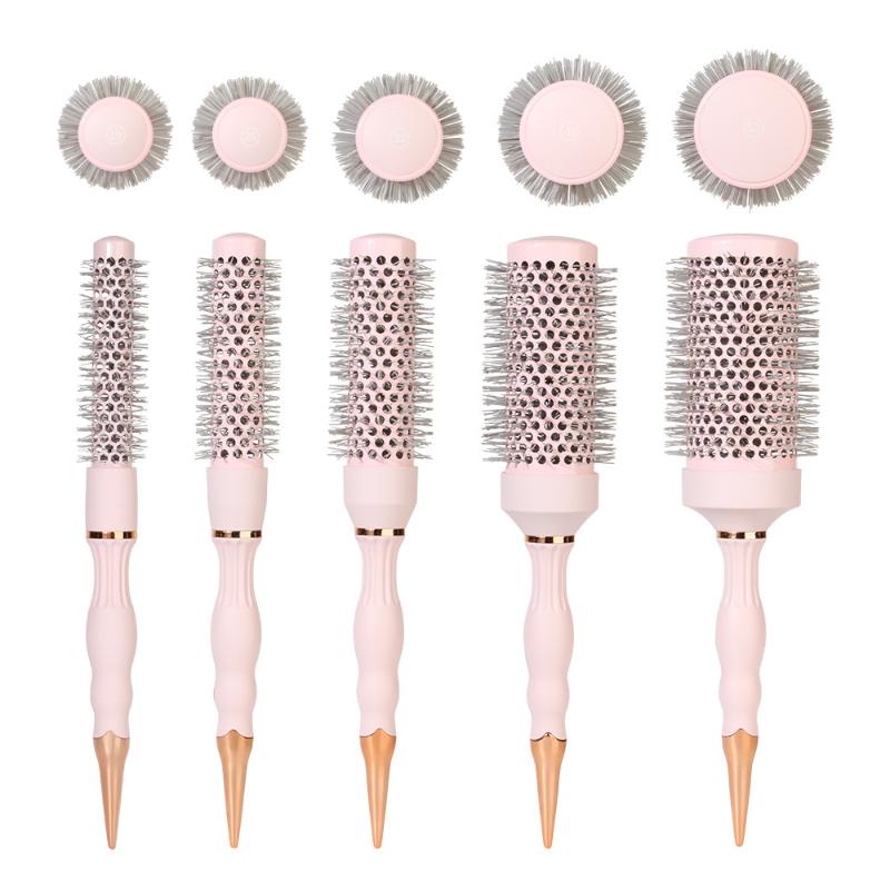 Barber Professional Round Blow Dry Brush, Professional Aluminum Tube Curly Hair  Cylinder Comb For Curly Hair Styling