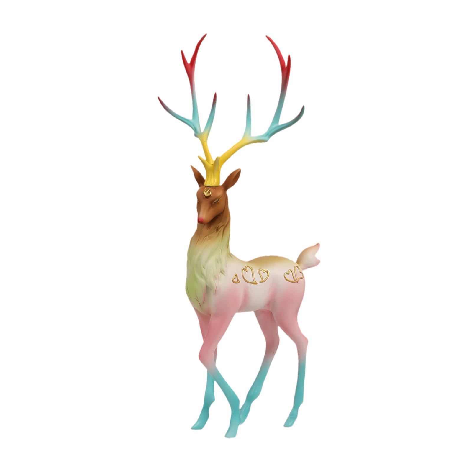 Reindeer Figurine Deer Statue Deer Figurine Elk Sculpture for Living Room Bookshelf