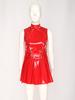 S-3XL Wet Look PU Sleeveless Dress Open Front Button Overlay Pleated Hem Glossy Vinyl for Rave Party Club Night