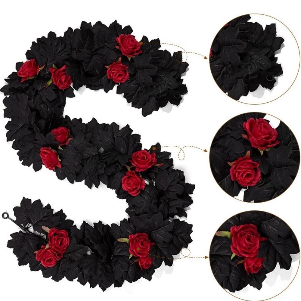 Gothic Style Halloween Maple Leaf Rose Vine Maple Leaves Plastic Simulated Maple Leaf Vine Lifelike Fake Fallen Leaves