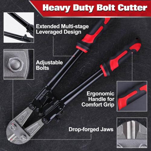 SPEEDWOX Heavy-Duty Bolt Cutter, Bolt Clipper, Wire Cutter, Chain Cutter, Metal Cutter, Rebar Cutter, Cable Cutter, Hard Steel Wire Cutter, Forged Han