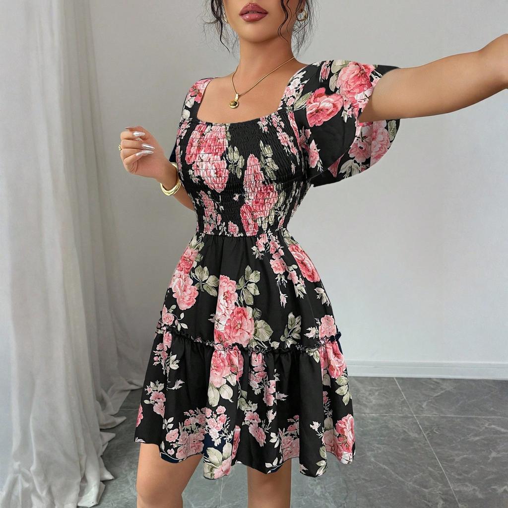 Women's Dress Casual Flowy Dresses R-neck Vocation Boho Beach Sundress