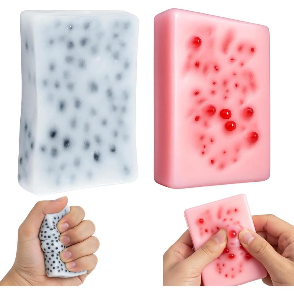 Vierkante Skin Picking Squishy Fidget Speeltjes, Puk Prikken Sensorisch Speelgoed voor Stressverlichting, Knijp Puk Speeltjes voor Volwassenen