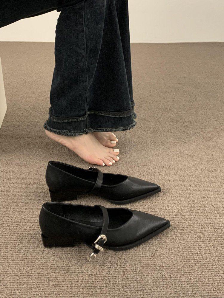 2025 New Autumn Women's Pointed Toe Mary Jane Shoes - Soft Leather, Versatile & Stylish