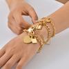 Exquisite Fashion Heart Lock Charm Bracelet, Gold Plated Stainless Steel OT Buckle Bracelet for Women, Waterproof Trendy Jewelry