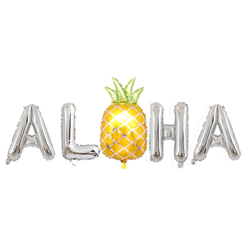 Hawaiian Letter Foil Balloon Pineapple Decorative Balloon Set Rose Gold Balloon