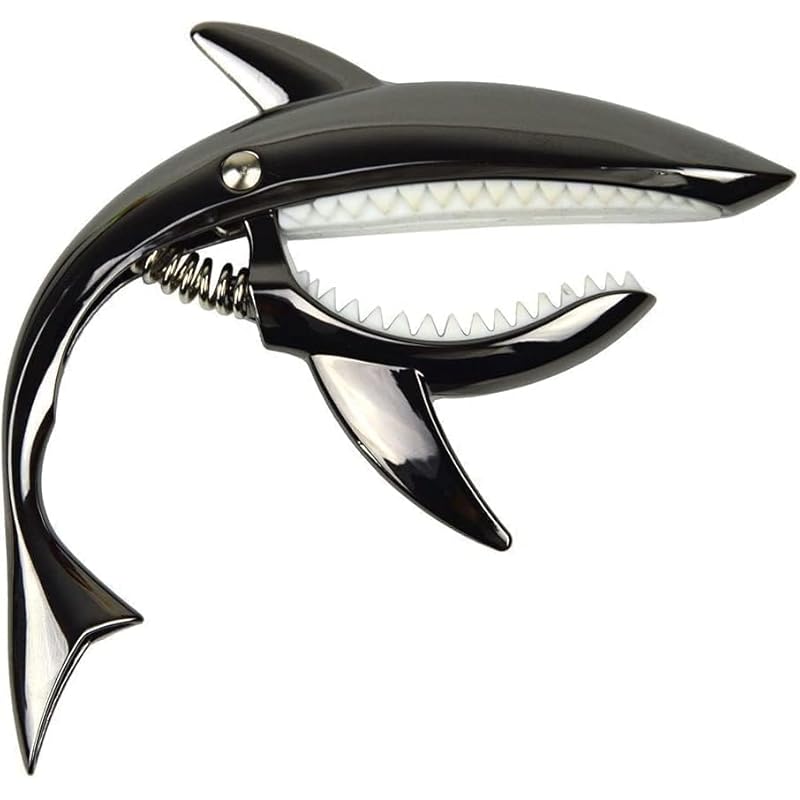 

guitar capo tasto one touch shark shark shape capo acoustic guitar capo electric guitar for folk guitar ukulele high grade zinc alloy (black)