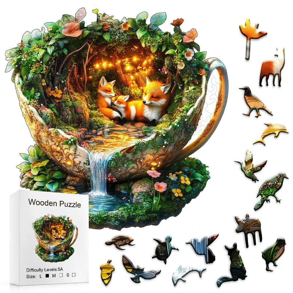 Customizable Size Beautiful Kids Educational Cognition Custom Wolf Wooden Puzzles Wooden Material Game