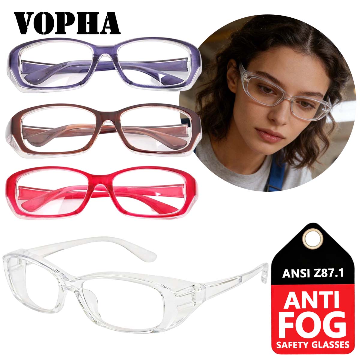 

4PC Anti-Fog Safety Goggles Anti-Pollen Dust Scratch Rated ANSI Z87.1 Protective Eyewear Users HM8