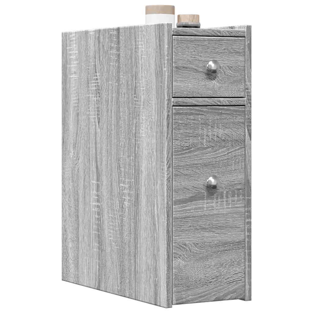 Narrow Bathroom Cabinet with Casters Gray Sonoma Particleboard