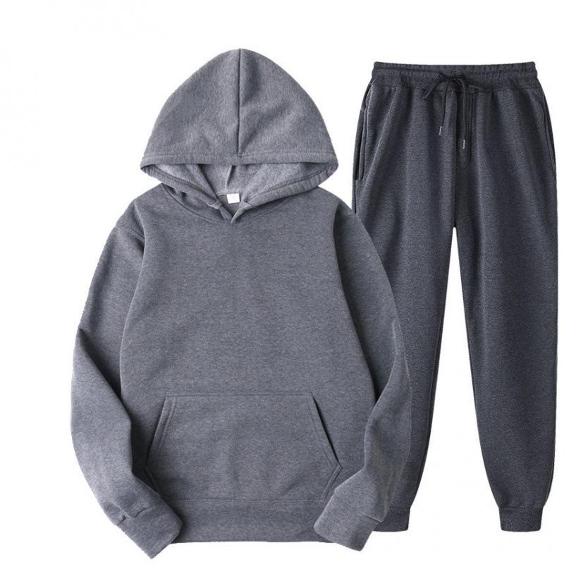 Men's Solid Color Suit Hooded Sweater Sports Two-piece Suit Sports Suit Men's Clothing
