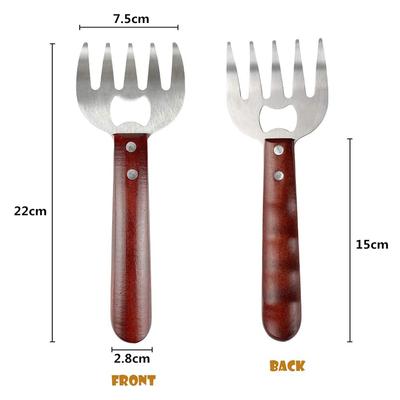 LMETJMA 2Pcs Meat Shredder Claws Stainless Steel Meat Shredding Claws Pulled Pork Shredder Meat Claws With Wooden Handler JT385