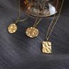 18K Gold-Plated Titanium Steel Pendant, Geometric Round Design, Trendy Style, Similar to Xiaohongshu Necklace.