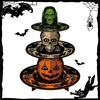 Pumpkin Skull Cupcake Stand for Halloween Party Table Centerpieces, 3 Tiered Paper Dessert Tower for Cupcake, Candy, and Dessert Displays