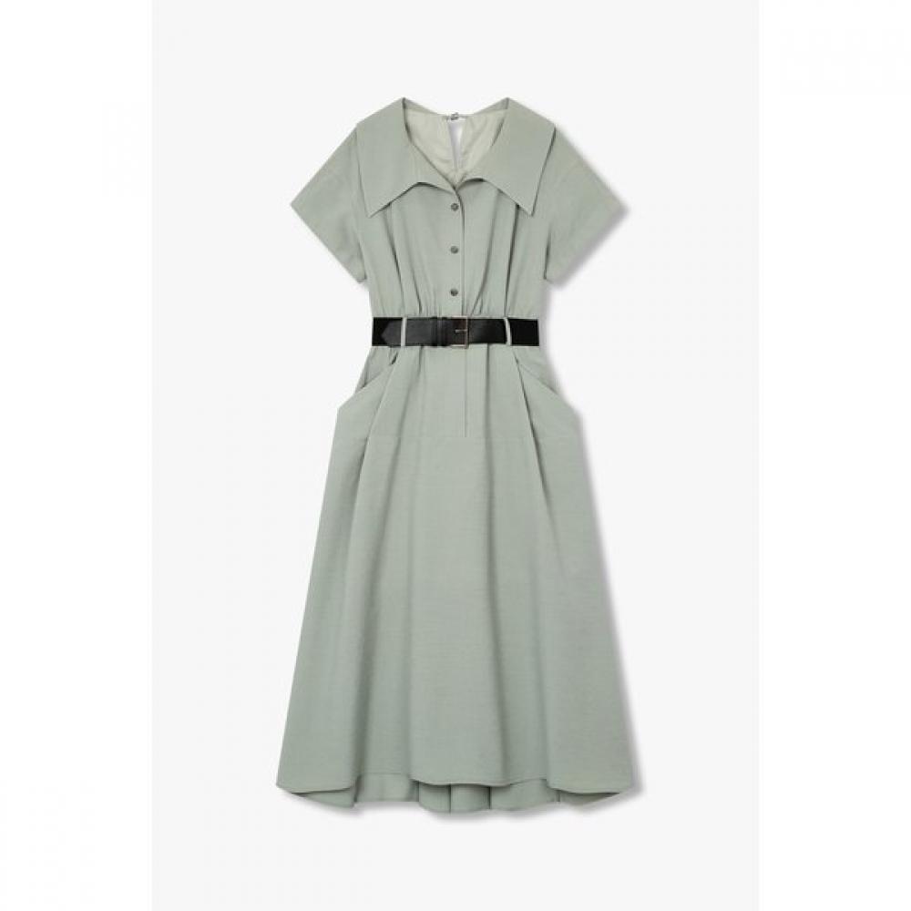 Vov Belted Banding Shirt Dress 7195237100 Khaki/S