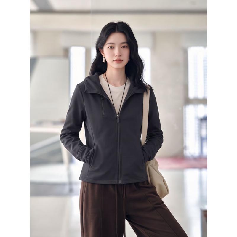 Basic House Women's Slim Fit Full-Zip Sporty Hoodie