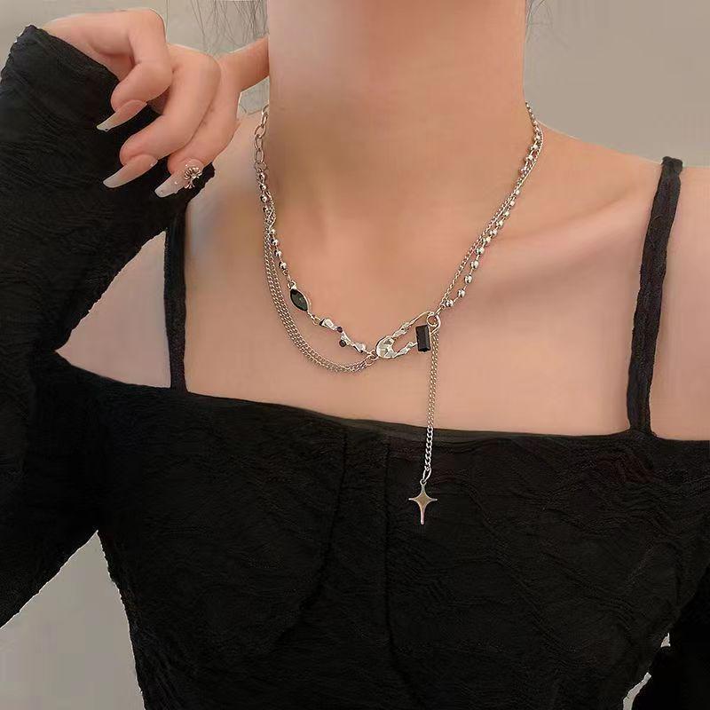 Sweet Spicy Girl Zircon Tassel Necklace - Hip Hop Style Clavicle Chain for Women, Summer Luxury Accessory