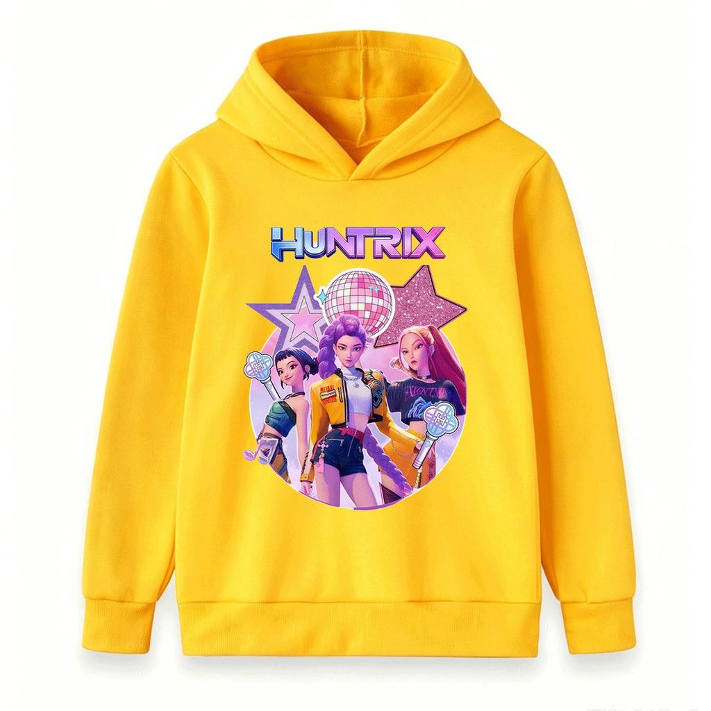 Kids Boys Girls Hoodie, Colorful Music Girl Group Disco Star Print Casual Long Sleeve Pullover Sweatshirt for Daily Wear