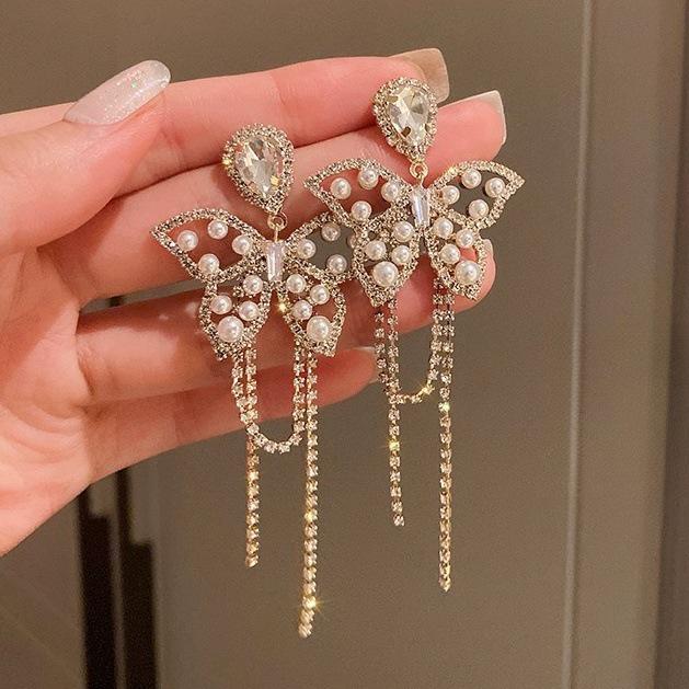 2025 Retro Blume Perle Quaste Ohrringe - Elegante Damen Luxus Hängeohrringe