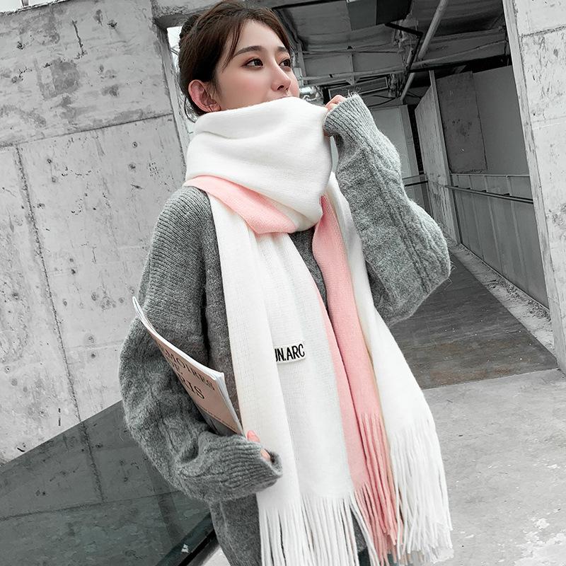 New Scarf for Women in Autumn and Winter Korean Version Warm and Versatile Student Couple Soft Girl Ins Ladies Knitted Scarf Men