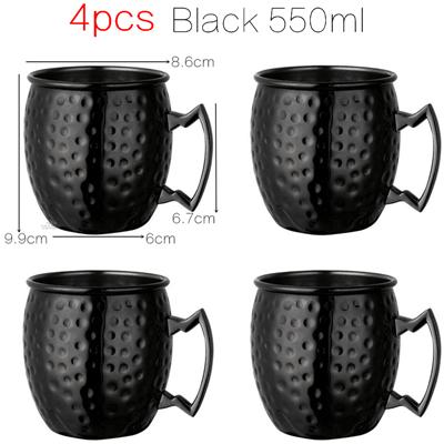 4 Pezzi 550ml Rete Moscow Mule Tazze di Rame Tazza Metallica Acciaio Inossidabile Birra Vino Tazza da Caffè Strumento per Cocktail