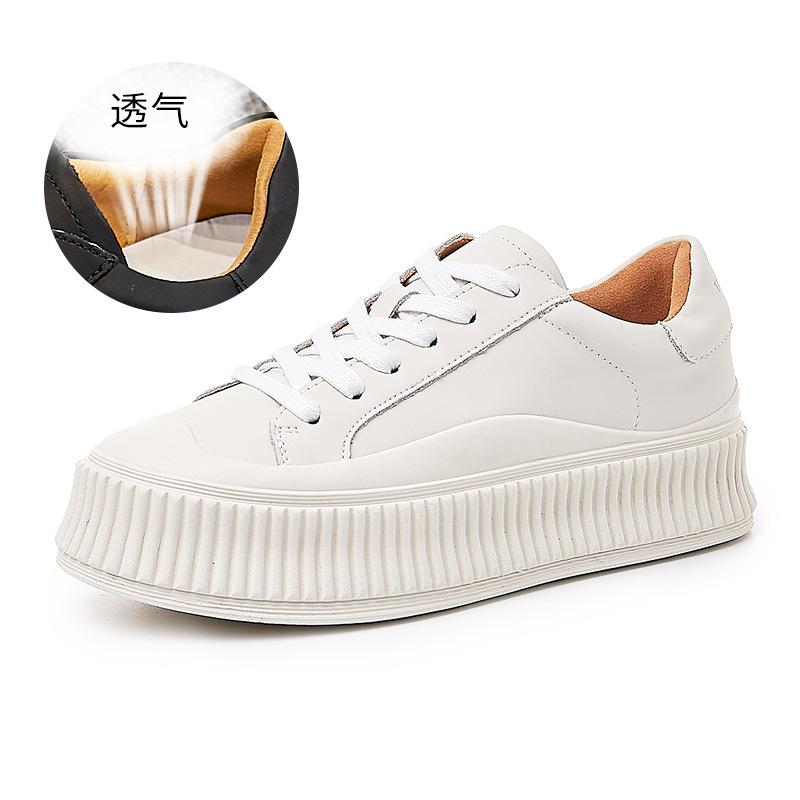 

Biscuit shoes women s 2025 spring new leather little white shoes women s platform versatile shoes children s muffin sole casual women s shoes 40 білий