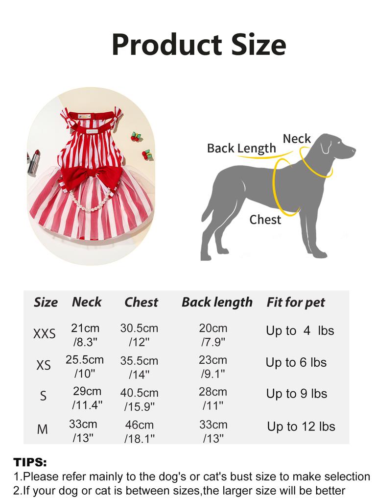 UFBemo Puppy Vertical Striped Skirt Summer Pet Dog Skirt Princess Dog Wedding Dress Cat Skirt Shih Tzu Dog Clothe