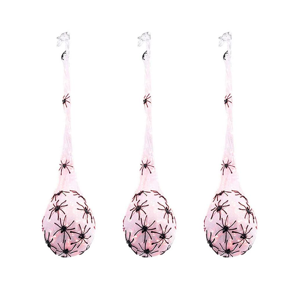 3Pcs Halloween Lighted Spider Egg Sacs Spider Web Halloween Indoor Outdoor Garden Yard Tree Hanging Ornaments Decorations