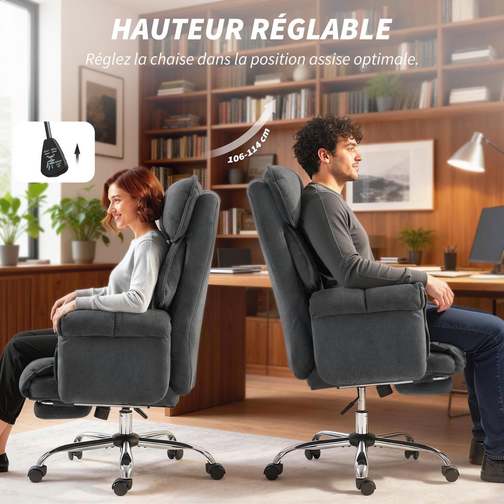 Ergonomic Office Chair, Reclining, Adjustable Height, Headrest, High Back, Dark Gray