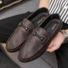Men's Summer 2025 British-Style Casual Leather Loafers - Soft Sole, Trendy One-Step Drive Shoes