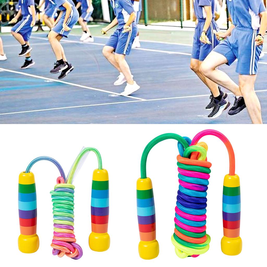Adjustable Skipping Rope with Wood Handle and Woven for Girls and Boys, Skipping Rope Exercise Fat Burnings Gym Training