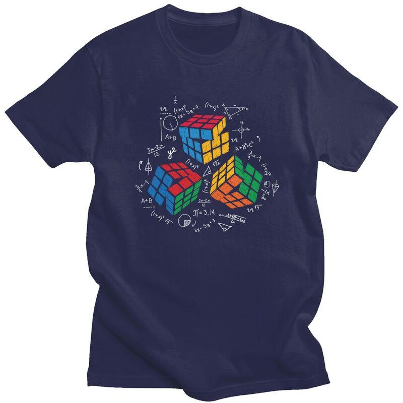 Custom Male Math Rubiks Cube T Shirts ShortSleeve Cotton Tshirts Tshirt Leisure Geek Teacher Gift Tees Loose Fit Clothing