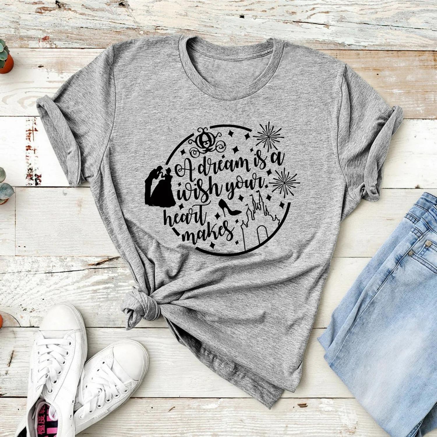 Fairy Tale Inspired Pattern Tshirt with Funny Quotes Cute Princess Printed Pattern Fashionable and Versatile Womens Tshirt S