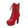 Stivaletti da Donna con Tacco in Pelle Scarpe Invernali con Lacci e Zip Plateau Décolleté Crossdresser Sissy Stivali da Uomo Taglia USA 4.4-15