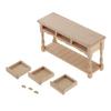 1:12 Miniature Table European Style Rectangular Table with 3 Drawers Wooden Dollhouse Furniture for Doll House Living Room Decor