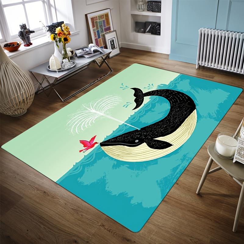 Cute Bird Whale Pattern Door Mat Soft Thick Non-Slip Washable Kitchen Rug Nursery Bathroom Bedroom Entrance Home Decor Mat 1PC
