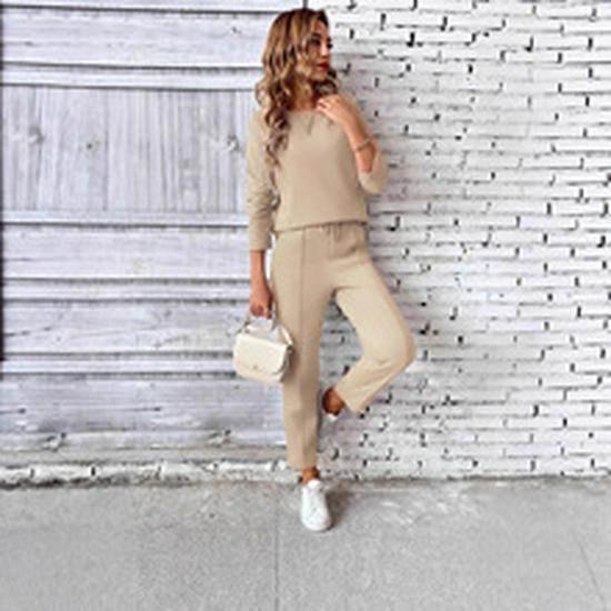 2025 Women's Autumn/Winter European & American Fashion Fleece Sweatshirt and Straight-Leg Pocket Pants Set