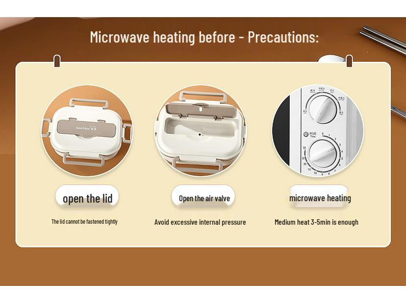 304 Stainless Steel Compartmentalized Portable Lunch Box - Microwave Safe Bento for Students & Office Workers.