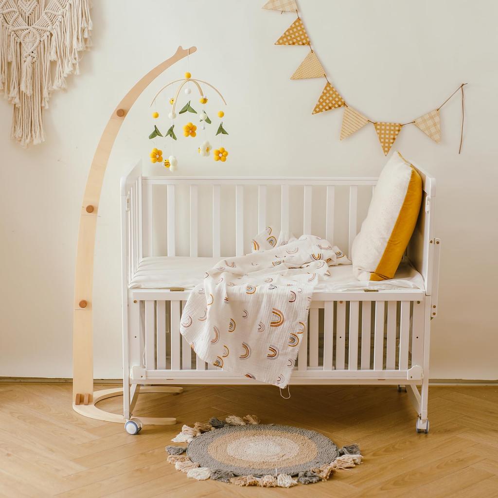 Let's Make Baby Mobile Stand, Freestanding, Natural Wood, Bed Mobile with Arm and Holder, Stable and Easy To Set Up, Perfect for Soothing Your Baby, S