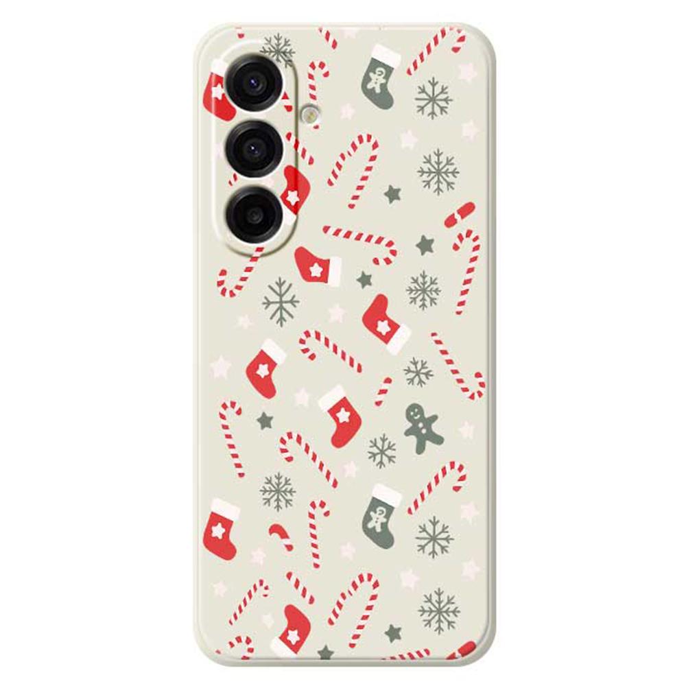 For Samsung Galaxy A17 5G Case Red Grey Socks and Canes Pattern Printing Straight Edge TPU Phone Back Cover