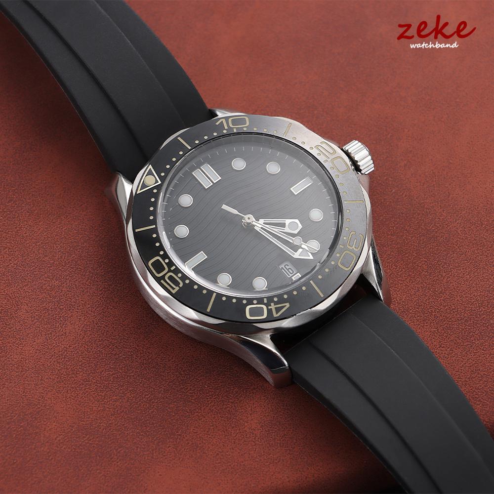 Silicone Watch Strap 20mm for Rolex for Water Ghost Green Waterproof Rubber Watch Band Solid Adjustable Folding Buckle Bracelet